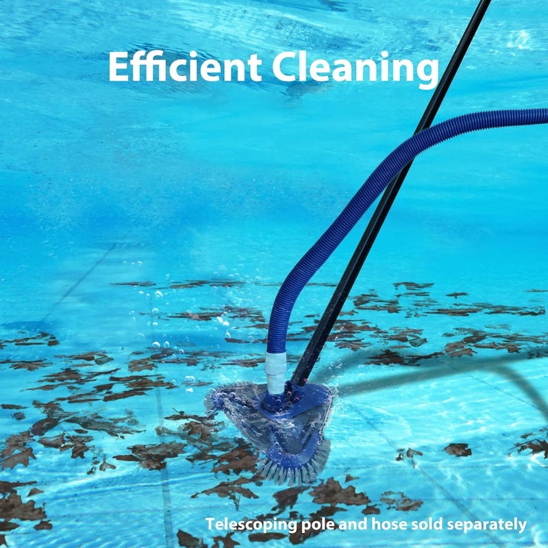 Poolvio Triangular Pool Vacuum Head with Side Brush, Swivel Hose Connection, EZ Clip Handle - Connect 1-1/4", 1-1/2" Hose for Inground and Above Ground Swmming Pools - Image 3